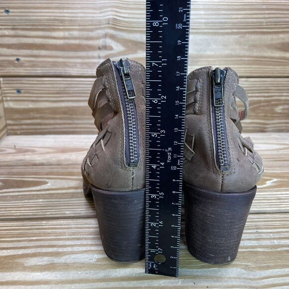 Chocolat Blu Womens EU 38 US 7.5-8 Block Heel Sandals Brown Leather Woven Shoes - Picture 6 of 10